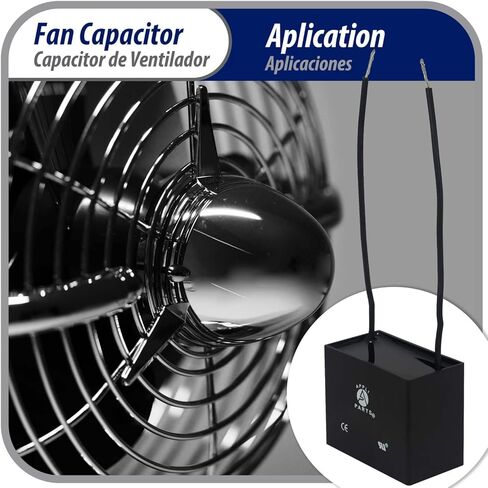 Appli Parts Fan Capacitor 10 mfd (microfarads) uf 250 VAC with 2 Wire Terminal Connections Compatible with Any Brand with Same capacitance 1-7/8in Width 1in Depth 1-1/2in Height CAP-10-250-2C in Saudi Arabia