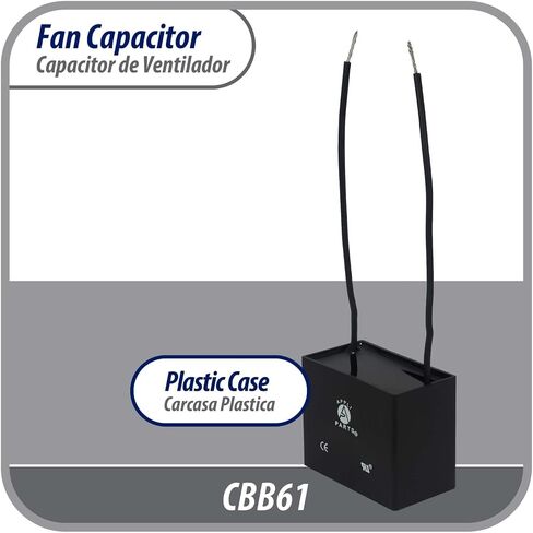 Appli Parts Fan Capacitor 10 mfd (microfarads) uf 250 VAC with 2 Wire Terminal Connections Compatible with Any Brand with Same capacitance 1-7/8in Width 1in Depth 1-1/2in Height CAP-10-250-2C in Saudi Arabia