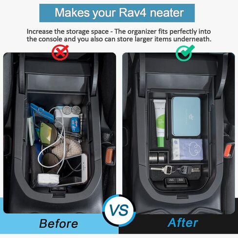 صينية وحدة التحكم المركزية TOPINSTALL متوافقة مع ملحقات Toyota RAV4 2019-2024، منظم صندوق مسند الذراع، صندوق تخزين بلاستيكي ABS in Kuwait