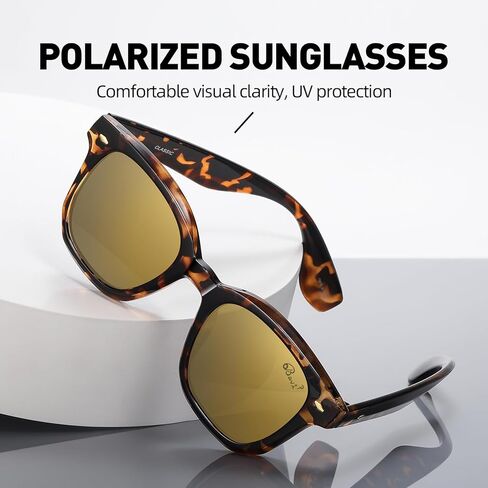 نظارة شمسية Bevi Retro Polarized Designer للرجال والنساء، عدسة حماية من الأشعة فوق البنفسجية 400 خفيفة الوزن in Kuwait