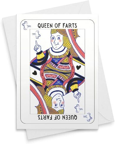 Queen of Farts, Funny Birthday Card, For Mum, For Wife, Anniversary Card, Pull My Finger, Farting Puns, Playing Cards [01088] in Saudi Arabia