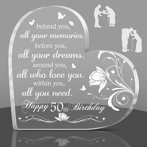 50th Birthday Gifts for Men 50 Year Old Gifts for Women 1973 Heart Acrylic Sign Keepsake and Paperweight Behind You All Memories Inspirational Gift 50th Birthday Decoration for Parents Mom Dad in Saudi Arabia