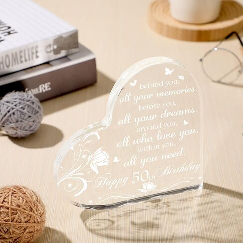 50th Birthday Gifts for Men 50 Year Old Gifts for Women 1973 Heart Acrylic Sign Keepsake and Paperweight Behind You All Memories Inspirational Gift 50th Birthday Decoration for Parents Mom Dad in Saudi Arabia