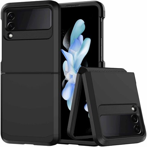 حافظة Annymall لهاتف Samsung Galaxy Z Flip 5 مع حماية مفصلية، غطاء هاتف متين ومقاوم للصدمات والسقوط لكامل الجسم لهاتف Galaxy Z Flip 5 5G (2023) (أسود) in Saudi Arabia