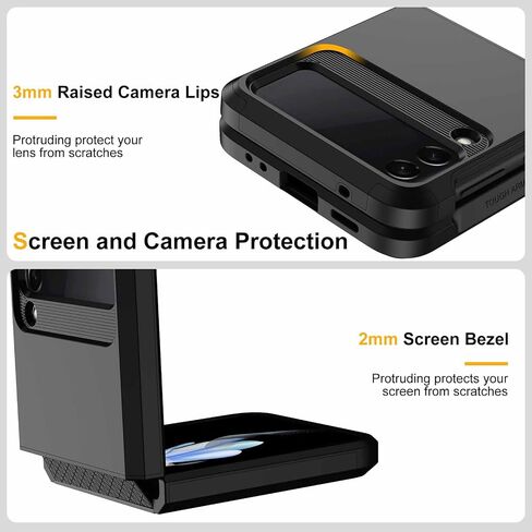 حافظة Annymall لهاتف Samsung Galaxy Z Flip 5 مع حماية مفصلية، غطاء هاتف متين ومقاوم للصدمات والسقوط لكامل الجسم لهاتف Galaxy Z Flip 5 5G (2023) (أسود) in Saudi Arabia
