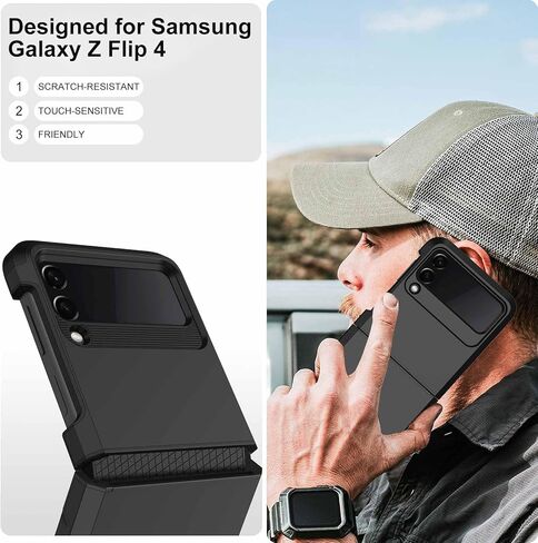 حافظة Annymall لهاتف Samsung Galaxy Z Flip 5 مع حماية مفصلية، غطاء هاتف متين ومقاوم للصدمات والسقوط لكامل الجسم لهاتف Galaxy Z Flip 5 5G (2023) (أسود) in Saudi Arabia