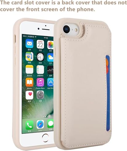 iCoverCase لهاتف iPhone SE(2022)/SE(2020) iPhone 7/8 حافظة هاتف مع حامل بطاقة للنساء والرجال، [RFID Blocking] حافظة محفظة واقية من جلد البولي يوريثان (بيج) in Kuwait