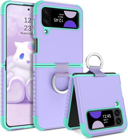 GUAGUA Compatible with Samsung Galaxy Z Flip 3 Case 5G 6.7 Inch Hybrid 2 in 1 Hard PC Soft TPU Heavy Duty Rugged Shockproof Full-Body Protective Phone Cover for Samsung Z Flip3, Black in Kuwait