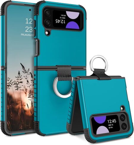 GUAGUA Compatible with Samsung Galaxy Z Flip 3 Case 5G 6.7 Inch Hybrid 2 in 1 Hard PC Soft TPU Heavy Duty Rugged Shockproof Full-Body Protective Phone Cover for Samsung Z Flip3, Black in Kuwait