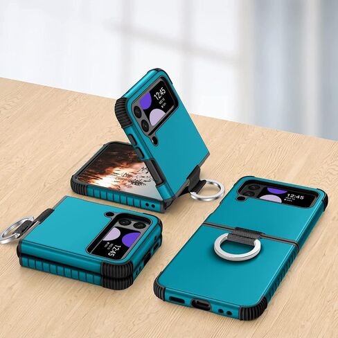 GUAGUA Compatible with Samsung Galaxy Z Flip 3 Case 5G 6.7 Inch Hybrid 2 in 1 Hard PC Soft TPU Heavy Duty Rugged Shockproof Full-Body Protective Phone Cover for Samsung Z Flip3, Black in Kuwait