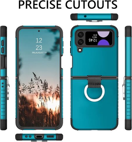 GUAGUA Compatible with Samsung Galaxy Z Flip 3 Case 5G 6.7 Inch Hybrid 2 in 1 Hard PC Soft TPU Heavy Duty Rugged Shockproof Full-Body Protective Phone Cover for Samsung Z Flip3, Black in Kuwait