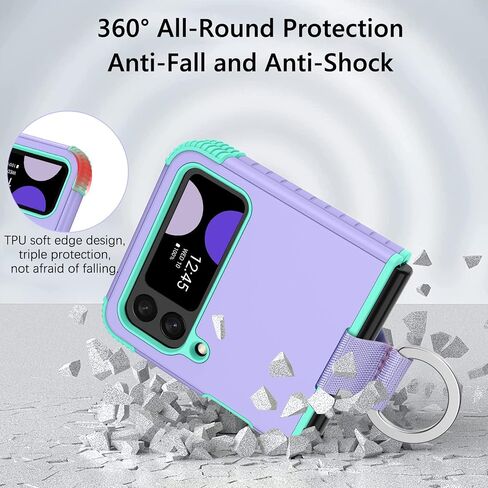 GUAGUA Compatible with Samsung Galaxy Z Flip 3 Case 5G 6.7 Inch Hybrid 2 in 1 Hard PC Soft TPU Heavy Duty Rugged Shockproof Full-Body Protective Phone Cover for Samsung Z Flip3, Black in Kuwait