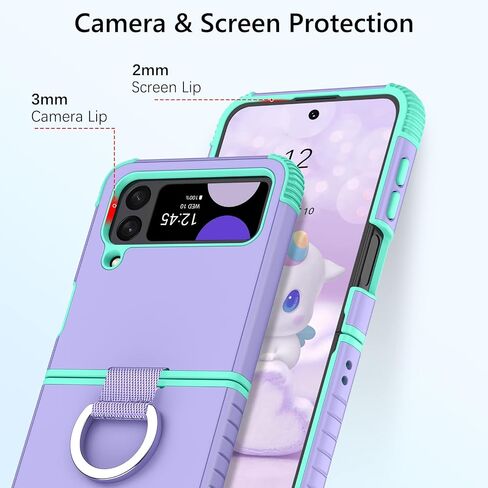 GUAGUA Compatible with Samsung Galaxy Z Flip 3 Case 5G 6.7 Inch Hybrid 2 in 1 Hard PC Soft TPU Heavy Duty Rugged Shockproof Full-Body Protective Phone Cover for Samsung Z Flip3, Black in Kuwait