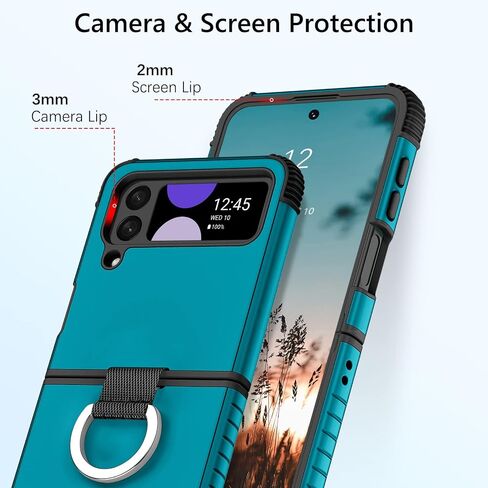 GUAGUA Compatible with Samsung Galaxy Z Flip 3 Case 5G 6.7 Inch Hybrid 2 in 1 Hard PC Soft TPU Heavy Duty Rugged Shockproof Full-Body Protective Phone Cover for Samsung Z Flip3, Black in Kuwait