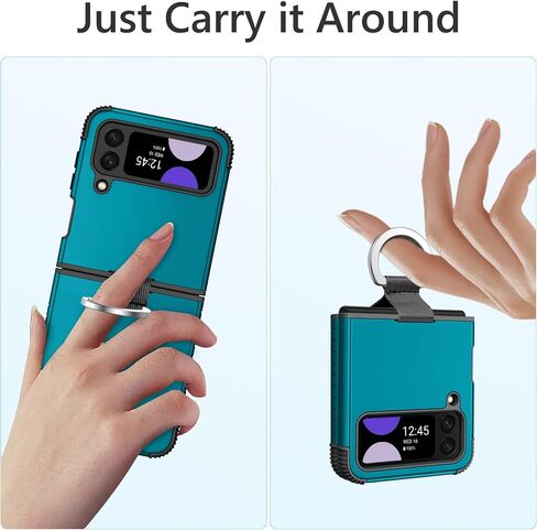 GUAGUA Compatible with Samsung Galaxy Z Flip 3 Case 5G 6.7 Inch Hybrid 2 in 1 Hard PC Soft TPU Heavy Duty Rugged Shockproof Full-Body Protective Phone Cover for Samsung Z Flip3, Black in Kuwait