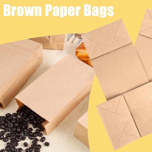 VGOODALL 50PCS Mini Brown Paper Bags,3.5"x2.2"x7" Kraft Paper Bags Small Snack Bag Party Bags Treat Bag for Baby Shower Wedding Party Favors DIY Gift Wrapping in Saudi Arabia