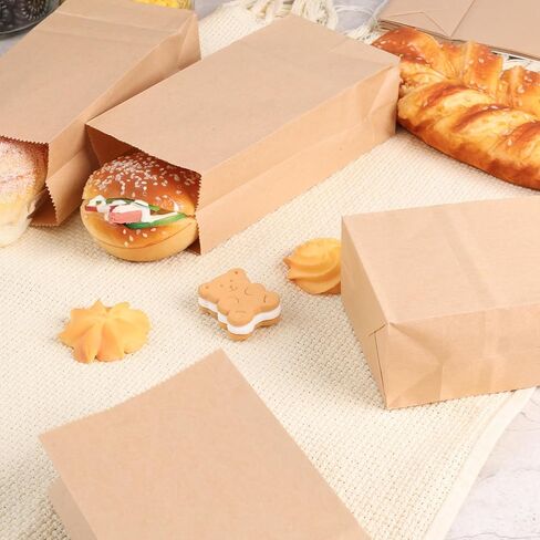 VGOODALL 50PCS Mini Brown Paper Bags,3.5"x2.2"x7" Kraft Paper Bags Small Snack Bag Party Bags Treat Bag for Baby Shower Wedding Party Favors DIY Gift Wrapping in Saudi Arabia