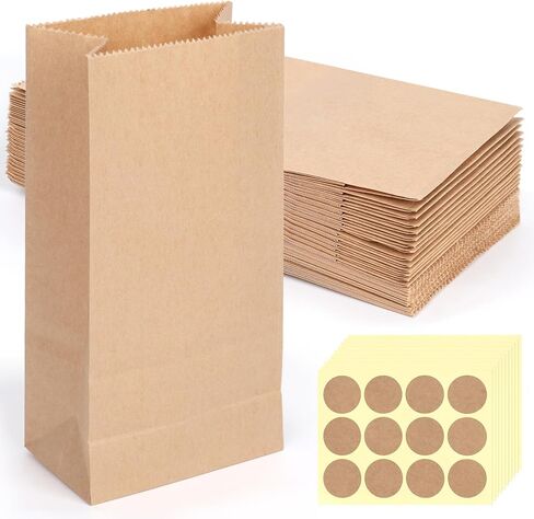 VGOODALL 50PCS Mini Brown Paper Bags,3.5"x2.2"x7" Kraft Paper Bags Small Snack Bag Party Bags Treat Bag for Baby Shower Wedding Party Favors DIY Gift Wrapping in Saudi Arabia