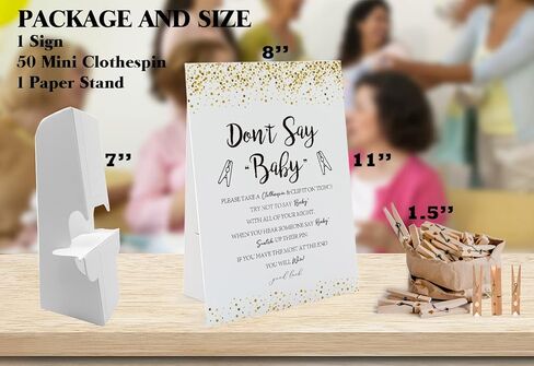 لعبة لا تقل الطفل باللون الذهبي اللامع (علامة واحدة و50 مشبك ملابس طبيعي صغير) لا تقل لعبة استحمام الطفل، ديكورات حمام الطفل، ألعاب حمام الطفل محايدة للجنسين (2DS12) in Kuwait