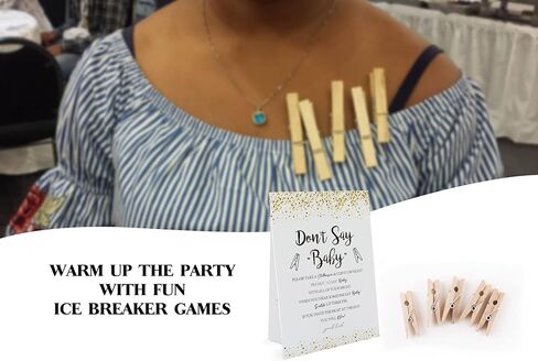 لعبة لا تقل الطفل باللون الذهبي اللامع (علامة واحدة و50 مشبك ملابس طبيعي صغير) لا تقل لعبة استحمام الطفل، ديكورات حمام الطفل، ألعاب حمام الطفل محايدة للجنسين (2DS12) in Kuwait