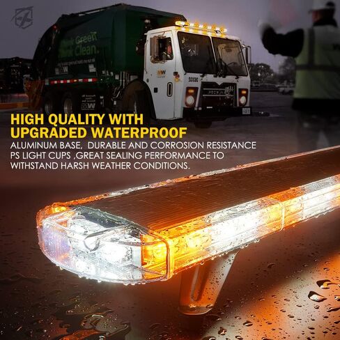 Xprite 48 Inch LED Amber Rooftop Emergency Warning Lights Bar 16 Strobe Patterns w/Adjustable Mounting Brackets for Vehicles, Security, Law Enforcement, Snowplow, Tow Trucks, Crane, Construction Cars in Saudi Arabia