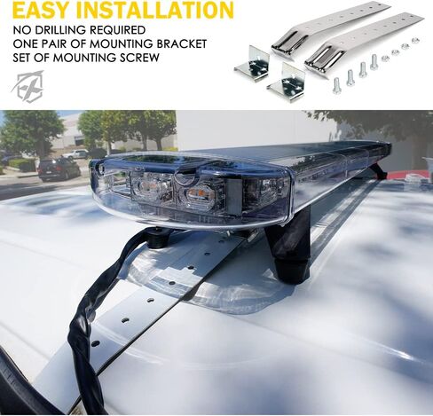 Xprite 48 Inch LED Amber Rooftop Emergency Warning Lights Bar 16 Strobe Patterns w/Adjustable Mounting Brackets for Vehicles, Security, Law Enforcement, Snowplow, Tow Trucks, Crane, Construction Cars in Saudi Arabia