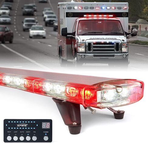 Xprite 48 Inch LED Amber Rooftop Emergency Warning Lights Bar 16 Strobe Patterns w/Adjustable Mounting Brackets for Vehicles, Security, Law Enforcement, Snowplow, Tow Trucks, Crane, Construction Cars in Saudi Arabia