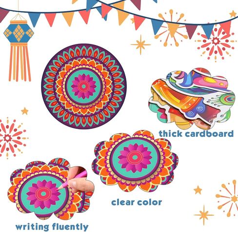 45 Pieces Diwali Cutout Decorations, Diwali Diyas Party Decorations Supplies, Diwali Rangoli Cutout Cards for Happy Diwali Festival Party Hanging Decorations for Wall, Door, Window, Ceiling, 9 Styles in Saudi Arabia