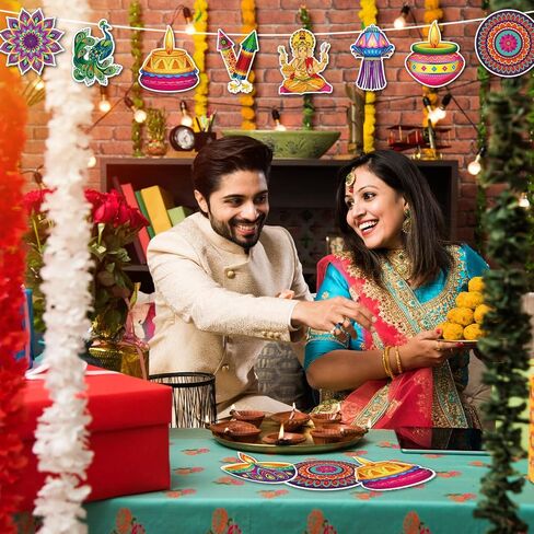 45 Pieces Diwali Cutout Decorations, Diwali Diyas Party Decorations Supplies, Diwali Rangoli Cutout Cards for Happy Diwali Festival Party Hanging Decorations for Wall, Door, Window, Ceiling, 9 Styles in Saudi Arabia