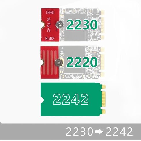 JMT NGFF NVME M2 M2PLUS 2230 to 2280 Adapter Card 2230, 2242, 2260, 2280 Extended Transfer Long Size Change for M.2 U.2 M3 M.3 SSD (1Piece) in Kuwait