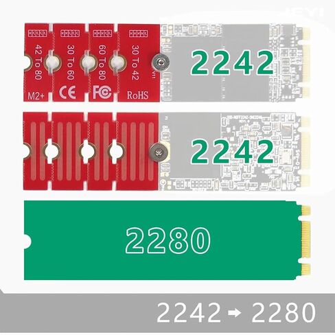 JMT NGFF NVME M2 M2PLUS 2230 to 2280 Adapter Card 2230, 2242, 2260, 2280 Extended Transfer Long Size Change for M.2 U.2 M3 M.3 SSD (1Piece) in Kuwait