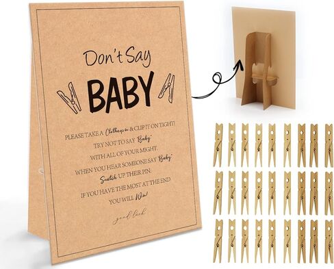 الحد الأدنى من لعبة لا تقول الطفل (علامة واحدة و50 مشبك ملابس طبيعي صغير) لا تقل لعبة استحمام الطفل، ديكورات حمام الطفل، ألعاب حمام الطفل محايدة للجنسين، الحد الأدنى الحديث، كرافت (2DS23) in Kuwait