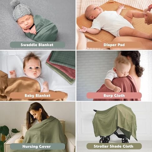 Ankyle Soft Muslin Swaddle Blankets 47 x 47 inches,Baby Swaddle Wrap for Smart Baby,4-Pack Skin-Friendly and Breathable Baby Blankets for Newborns,Newborns and Baby Essentials(Brown) in Saudi Arabia
