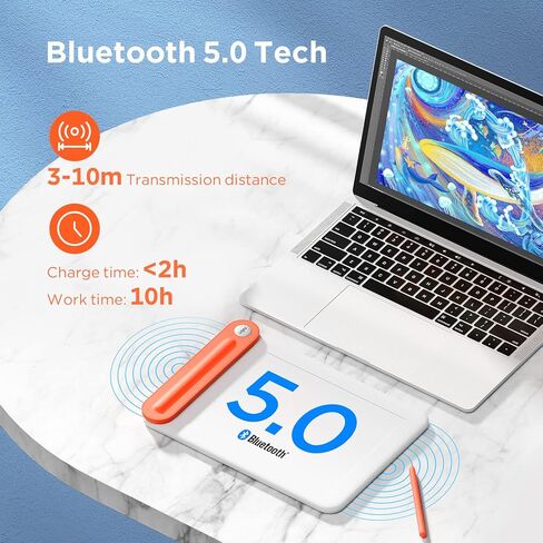 Drawing Tablet with Bluetooth 5.0, UGEE Q8W Tracing Drawing Pad with 8inch Large Active Area,Digital Drawing Tablets with 8192 Levels Battery-Free Stylus Support Windows/Mac/Chromebook in Saudi Arabia