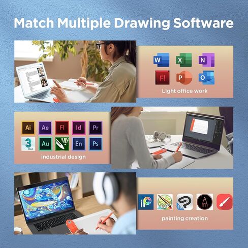 Drawing Tablet with Bluetooth 5.0, UGEE Q8W Tracing Drawing Pad with 8inch Large Active Area,Digital Drawing Tablets with 8192 Levels Battery-Free Stylus Support Windows/Mac/Chromebook in Saudi Arabia
