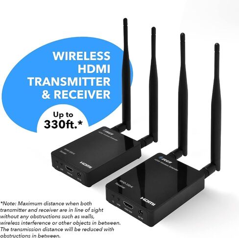 OREI Wireless HDMI Extender - Upto 330 Feet - Long Distant with IR Support - Perfect for Streaming from Laptop, PC, Cable, YouTube, PS4 to HDTV/Projector in Saudi Arabia