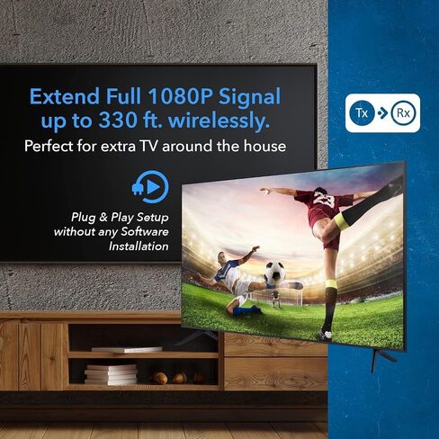 OREI Wireless HDMI Extender - Upto 330 Feet - Long Distant with IR Support - Perfect for Streaming from Laptop, PC, Cable, YouTube, PS4 to HDTV/Projector in Saudi Arabia