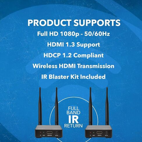 OREI Wireless HDMI Extender - Upto 330 Feet - Long Distant with IR Support - Perfect for Streaming from Laptop, PC, Cable, YouTube, PS4 to HDTV/Projector in Saudi Arabia