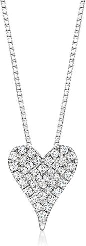 RS Pure by Ross-Simons 0.20 ct. t.w. Pave Diamond Heart Necklace in Sterling Silver. 18 inches in Saudi Arabia