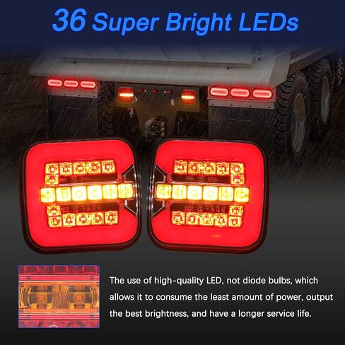 Polieez LED مجموعة ضوء الذيل للمقطورة، 10-30 فولت ضوء مقطورة المرافق مع ضوء لوحة ترخيص إشارة الفرامل الذيل، ضوء ذيل المقطورة لشاحنة مقطورة العربة RV الثلج، متوافق مع DOT in Kuwait