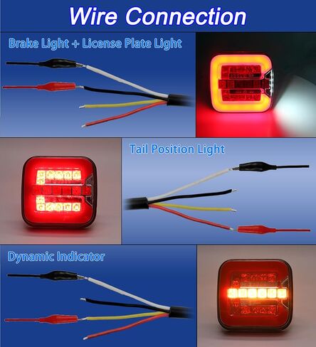 Polieez LED مجموعة ضوء الذيل للمقطورة، 10-30 فولت ضوء مقطورة المرافق مع ضوء لوحة ترخيص إشارة الفرامل الذيل، ضوء ذيل المقطورة لشاحنة مقطورة العربة RV الثلج، متوافق مع DOT in Kuwait
