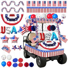 Mythcloud 4th of July Decorations, 46 Pcs Patriotic Parade Decor Kit for Golf Cart, Bikes, Boats and Floats, Red White Blue USA 250th Anniversary Decorations in Saudi Arabia