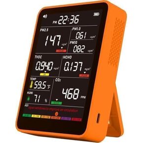 Professional Indoor Air Quality Monitor with AQI Alerts, Portable Real-Time Detector for Home, Car, Plants & Pet (CInk Amber Orange) in Kuwait