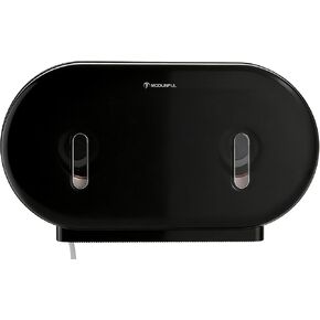 Twin Jumbo Toilet Roll Dispenser: Double 9 Inch Paper Holder Wall Mount with Key Lock for Commercial Office & Public Restrooms, Design by Modunful MD-902-Black in Kuwait