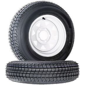 2 حزمة من إطارات المقطورة والعجلات ST175/80D13، نطاق تحميل 13 بوصة 6PR C، 5 عروة على نمط مسمار 4.5 بوصة، إطارات مقطورة للقوارب شديدة التحمل مع حافة فولاذية (أسود) in Kuwait