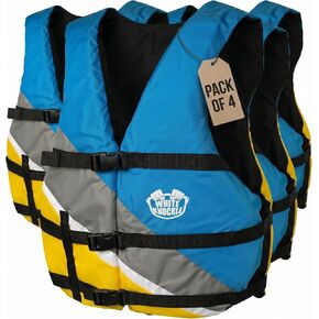 White Knuckle Life Jackets for Adults, Pack of 4 Universal Adult Life Vest, US Coast Guard Approved Boating Safety Vest with Storage Bag, Adjustable PFD Life Jackets for Men & Women in Kuwait