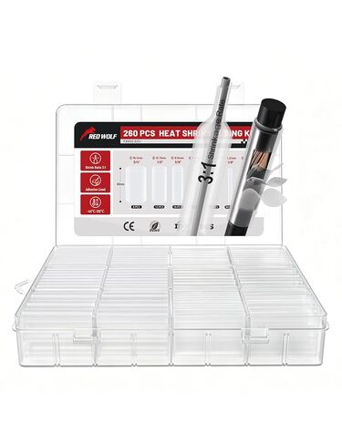 RED WOLF 3:1 Clear Heat Shrink Tubing Kit 260PCS, Waterproof Marine Grade Wire Wrap, Adhesive Lined Dual Wall Clear Heat Shrink Wrap for Electrical Insulation Wire Repairs and Connections in Kuwait