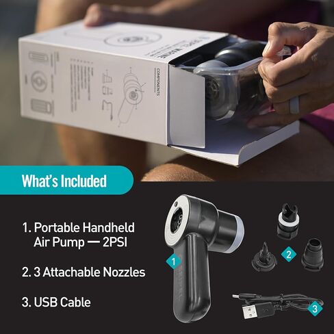 مضخة هواء كهربائية محمولة - منفاخ كهربائي USB قابل لإعادة الشحن 2 رطل لكل بوصة مربعة/مفرغ هواء للمصدات والمصدات والأنابيب القابلة للقطر - تناسب صمامات بوسطن وتركيبات هالكي روبرتس - مدمجة وخفيفة الوزن in Kuwait