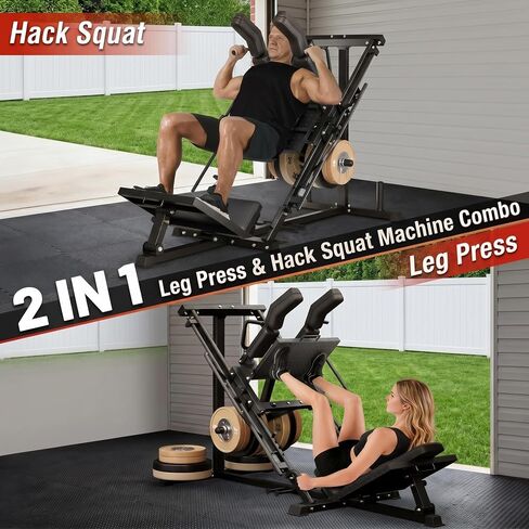 Leg Press Hack Squat Machine, Leg Exercise Machine with Linear Bearing | 1200LB Capacity,4-Position Safety Stops,Quick-Change Footplate,Fits 1" & 2" Plates,Weights Not Included in Kuwait