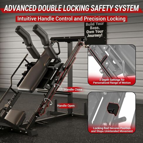 Leg Press Hack Squat Machine, Leg Exercise Machine with Linear Bearing | 1200LB Capacity,4-Position Safety Stops,Quick-Change Footplate,Fits 1" & 2" Plates,Weights Not Included in Kuwait